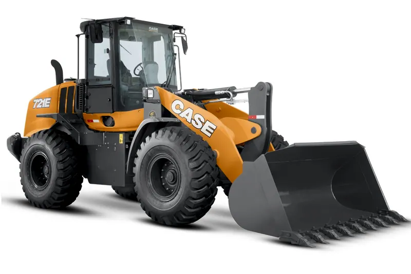 Carregadeira CASE 721E amarela em fundo branco